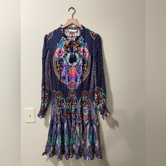 Johnny Was Multi-Color Floral Paisley Print Ruffle Pleated Dress Size Medium - Picture 3 of 8